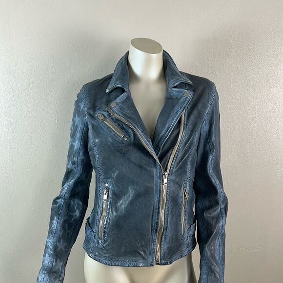 Womens stunning MAURITIUS SofiStar motor Jacket Light Blue Small 6 lamb leather - Picture 7 of 16